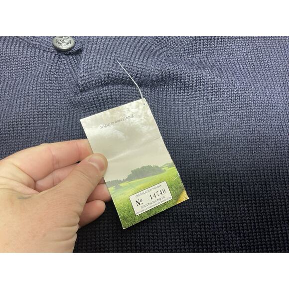 The Mariner Navy Blue Wool Shawl Collar Sweater Guideboat Co Made in England XL - Picture 5 of 15